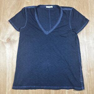 Rag & Bone Women’s Blue 100% Pima Cotton Short Sleeve V-Neck Top Size Small
